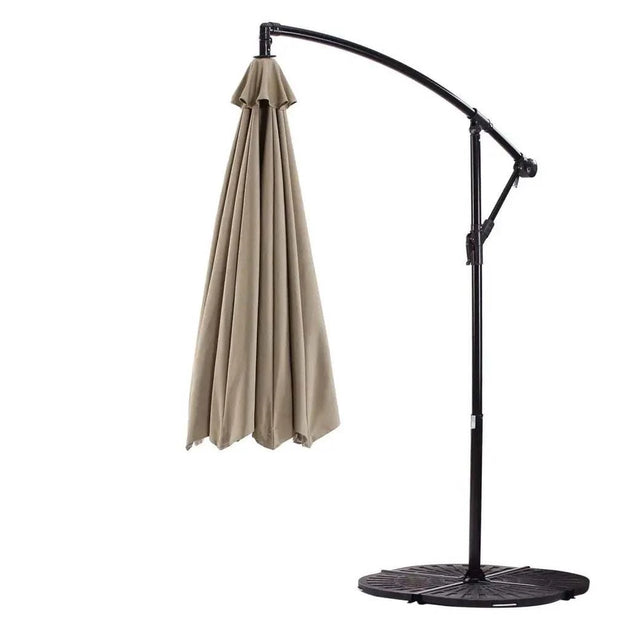 LE CONTE 10ft Cantilever Patio Hanging Umbrella – Beige, UPF50+ Sun Protection With Tilt & Sand Anchor