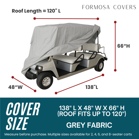 6 Passenger Golf Cart Storage Cover Grey