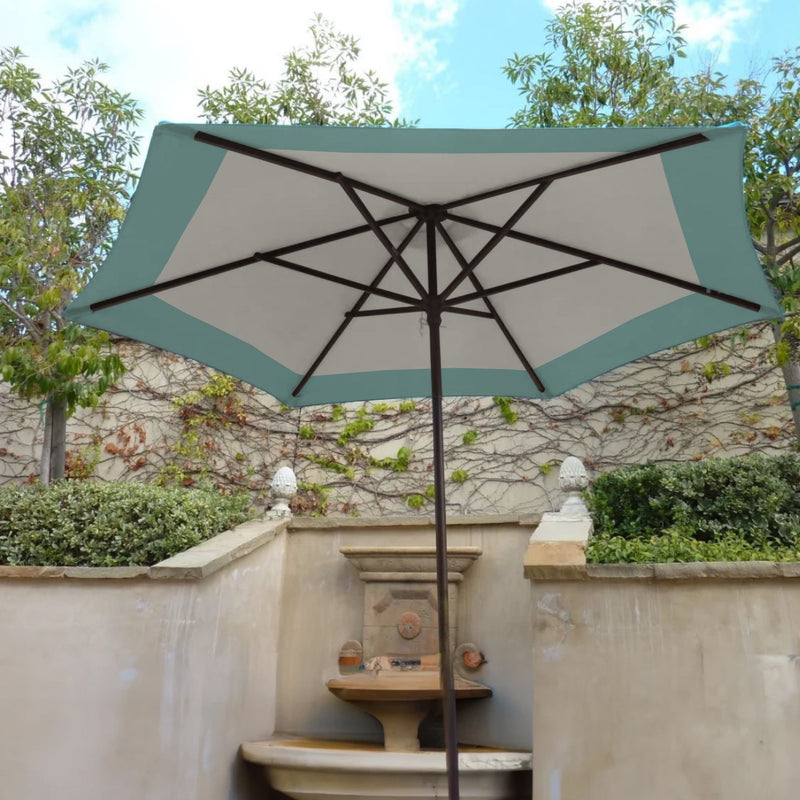9ft Market Patio Umbrella 6 Rib Replacement Canopy Duet Light Blue