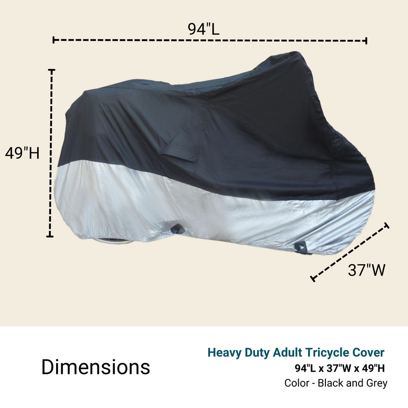 Heavy Duty Adult Tricycle Cover Fits up to 26" Wheel