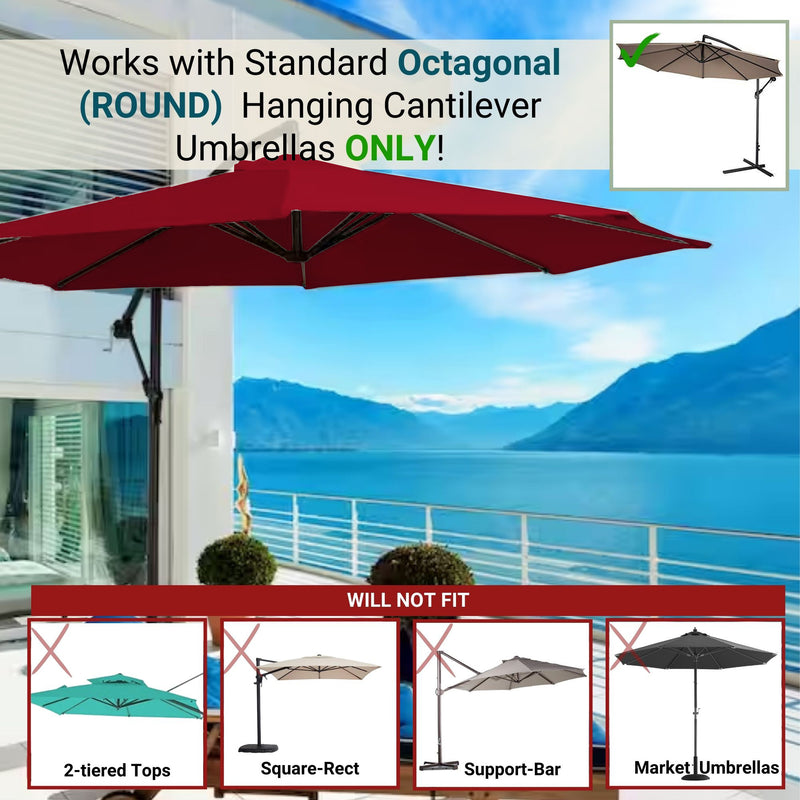 11ft Cantilever Hanging Umbrella 8 Rib Replacement Canopy Jockey Red