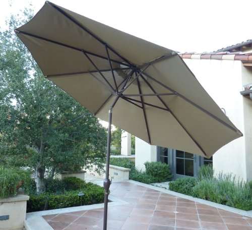 9ft Aluminum Patio Garden Market Umbrella with Crank and Tilt Mechanism Taupe - Formosa Covers