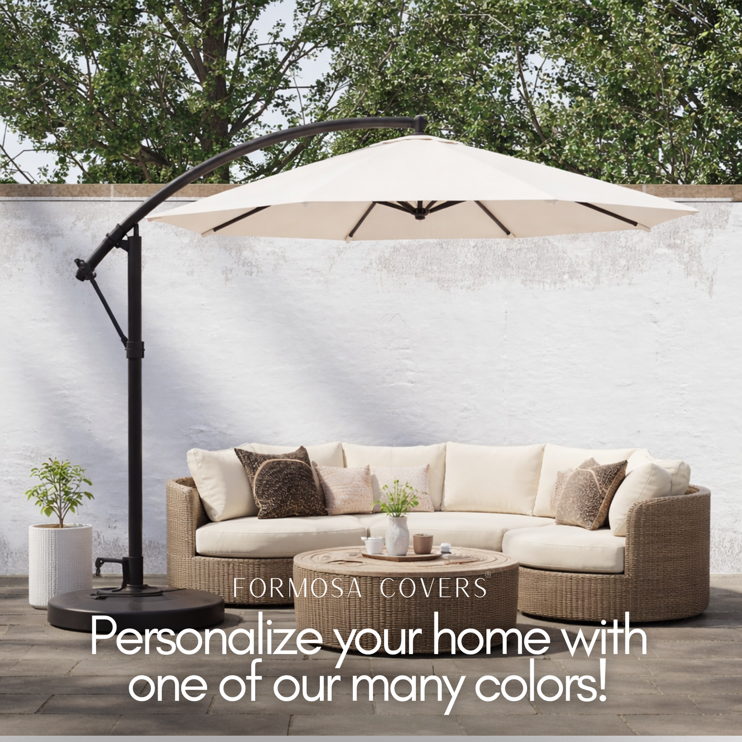 PREORDER (Ship 5/25) 11ft Cantilever Hanging Umbrella 8 Rib Replacement Canopy Off White - Formosa Covers