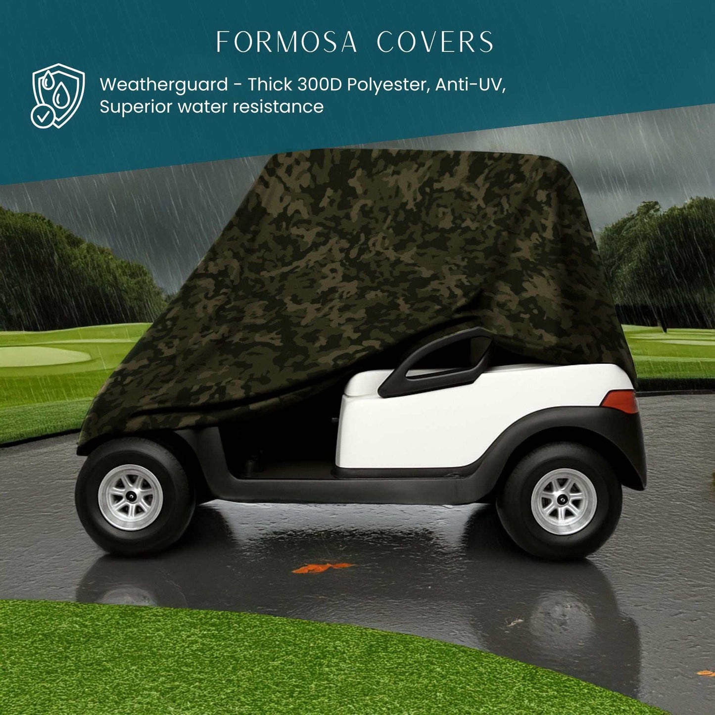 2 Passenger Golf Cart Storage Cover for Golf Carts without Roof Camouflage - Formosa Covers