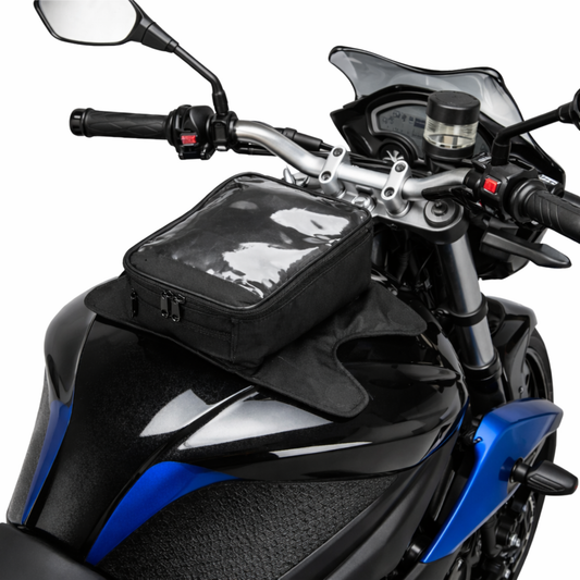 Magnetic Motorcycle Tank Bag with Window: Black, Universal Fit, 10 Liter Capacity, Water-Resistant - Formosa Covers