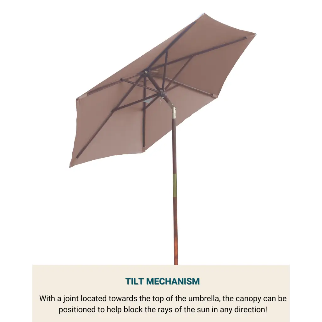 7ft Wooden Patio Garden Market Umbrella with Tilt Mechanism