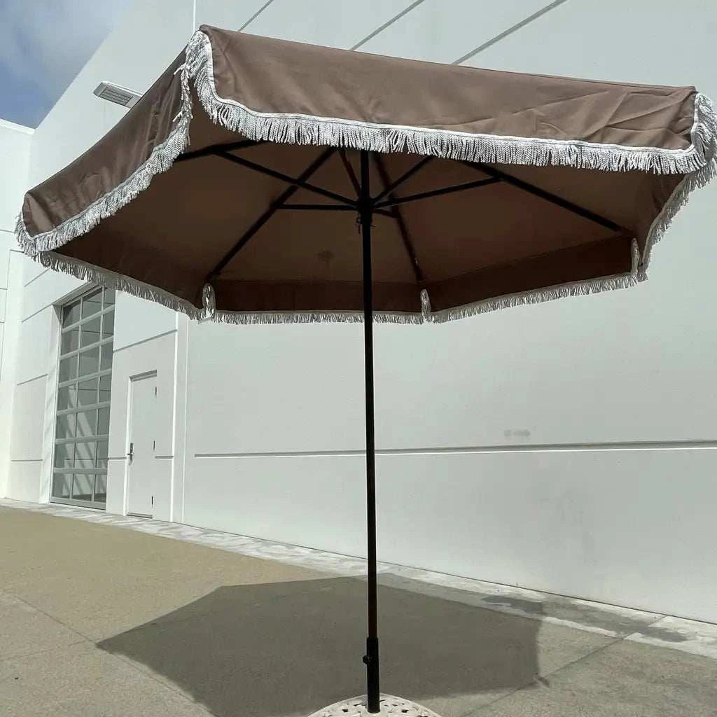 9ft 6 Ribs Replacement Umbrella Canopy w/Fringed Valance in