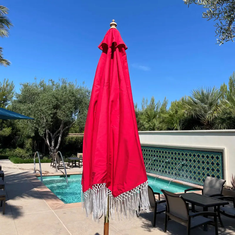 9ft 8 Ribs Replacement Umbrella Canopy w/ Tassels in Red