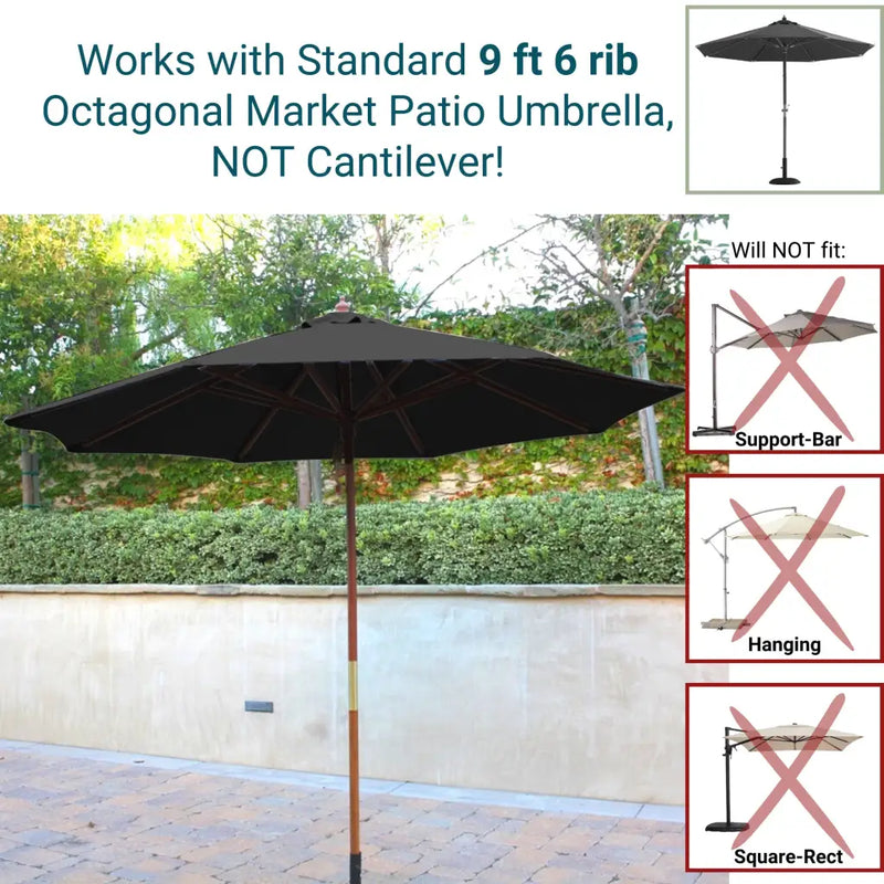 9ft Market Patio Umbrella 6 Rib Replacement Canopy Black