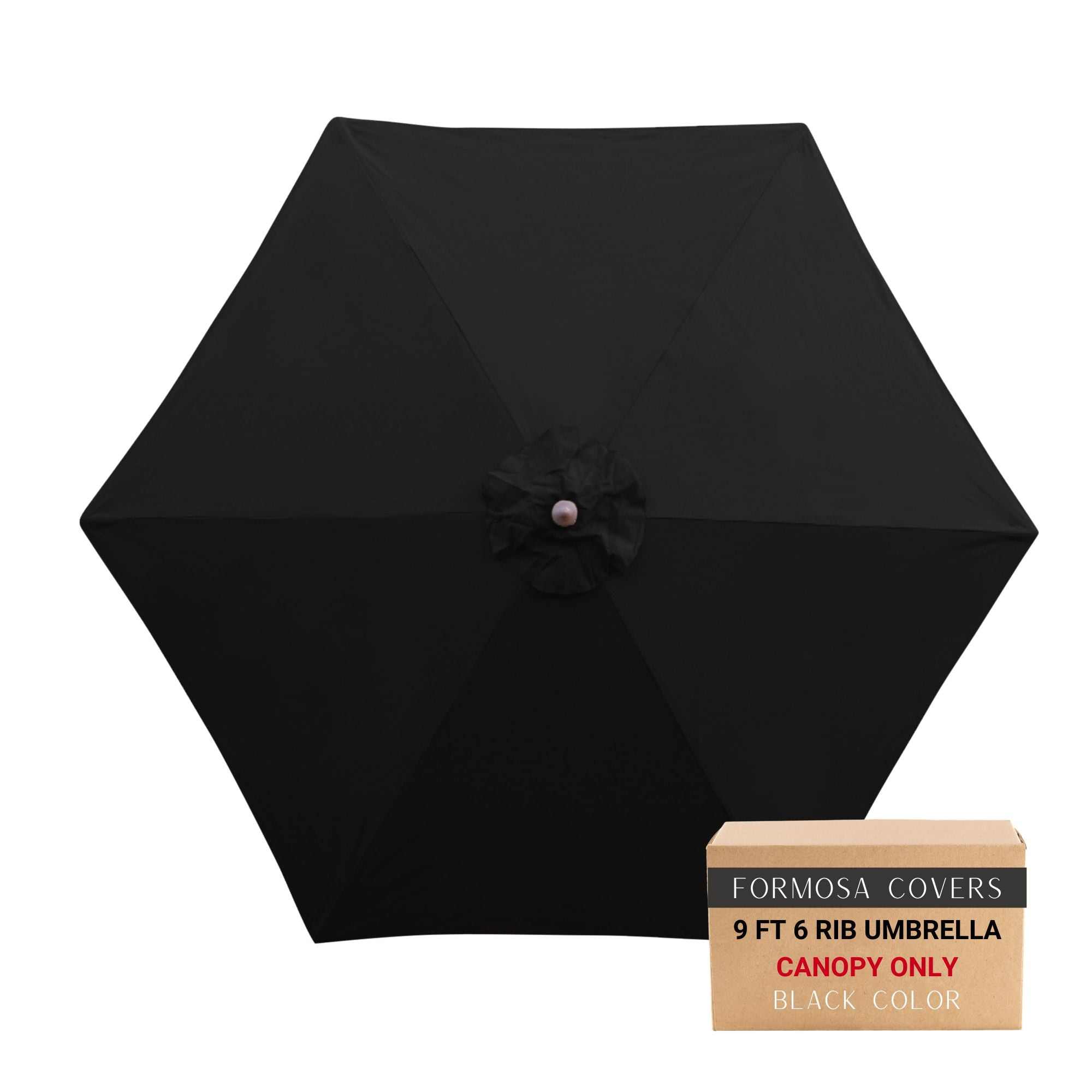 9ft patio umbrella replacement canopy 6 ribs in black 6-Rib and no tools are required ZYANLING Patio Umbrella Replacement Canopy
