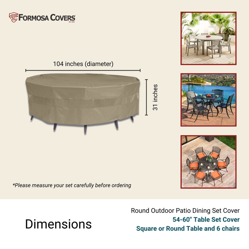 Patio Conversation Set Cover For Round Table 104"Dia. X 31"H Classic Taupe