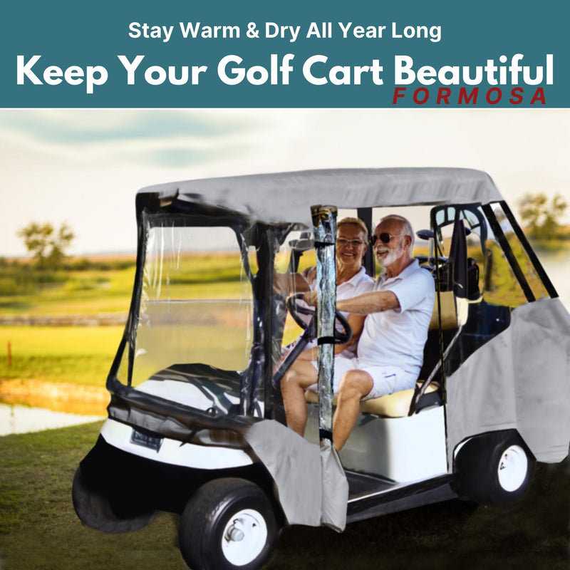 4 Passenger Golf Cart Driving Enclosure Cover (2 Passenger Short Roof 58") Grey