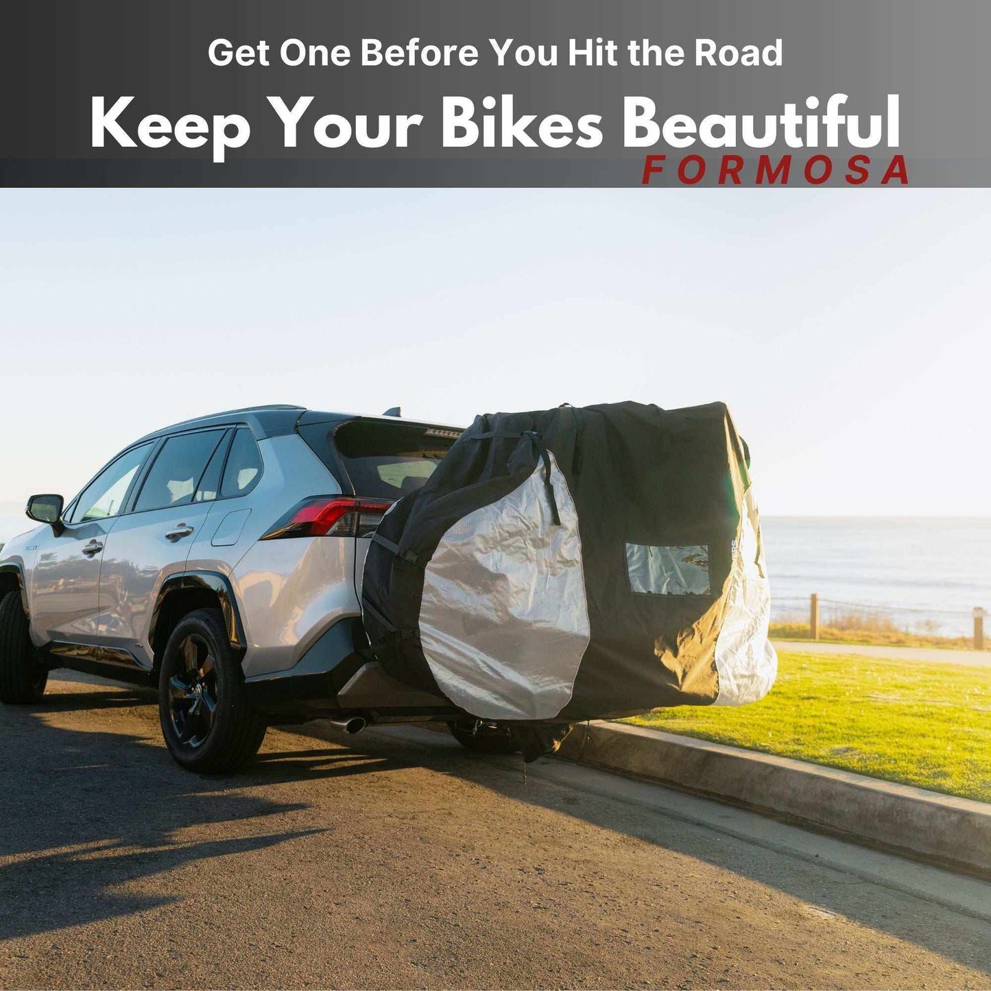 Electric Bike Cover for Transport (Fits 1-2 E-Bikes) with Large Translucent Ends - Formosa Covers