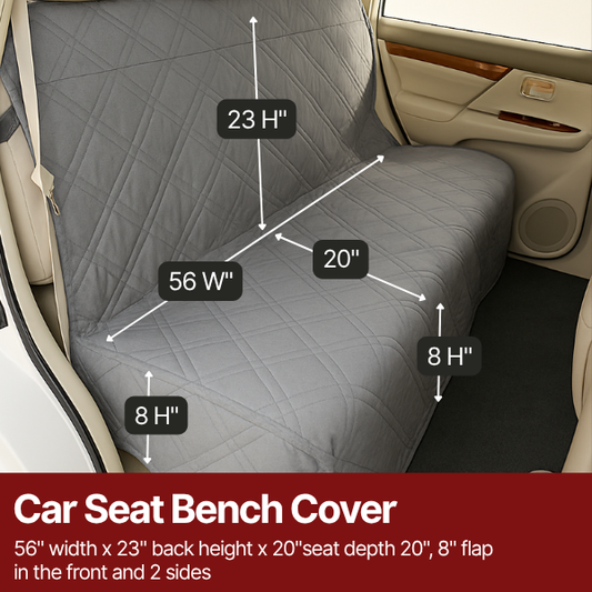 Car Seat Bench Cover For Dogs and Pets Grey