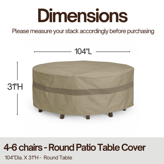 Patio Conversation Set Cover For Round Table 104"Dia. X 31"H Classic Taupe - Formosa Covers