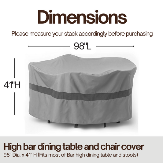 Patio Bar Height Dining Table Set Cover 98"Dia. x 41"H Reserve Grey - Formosa Covers