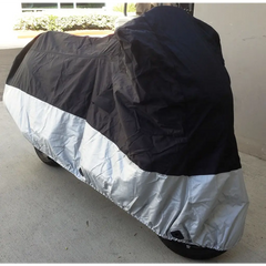 Heavy Duty Motorcycle Cover with Cable & Lock (XL) Black -