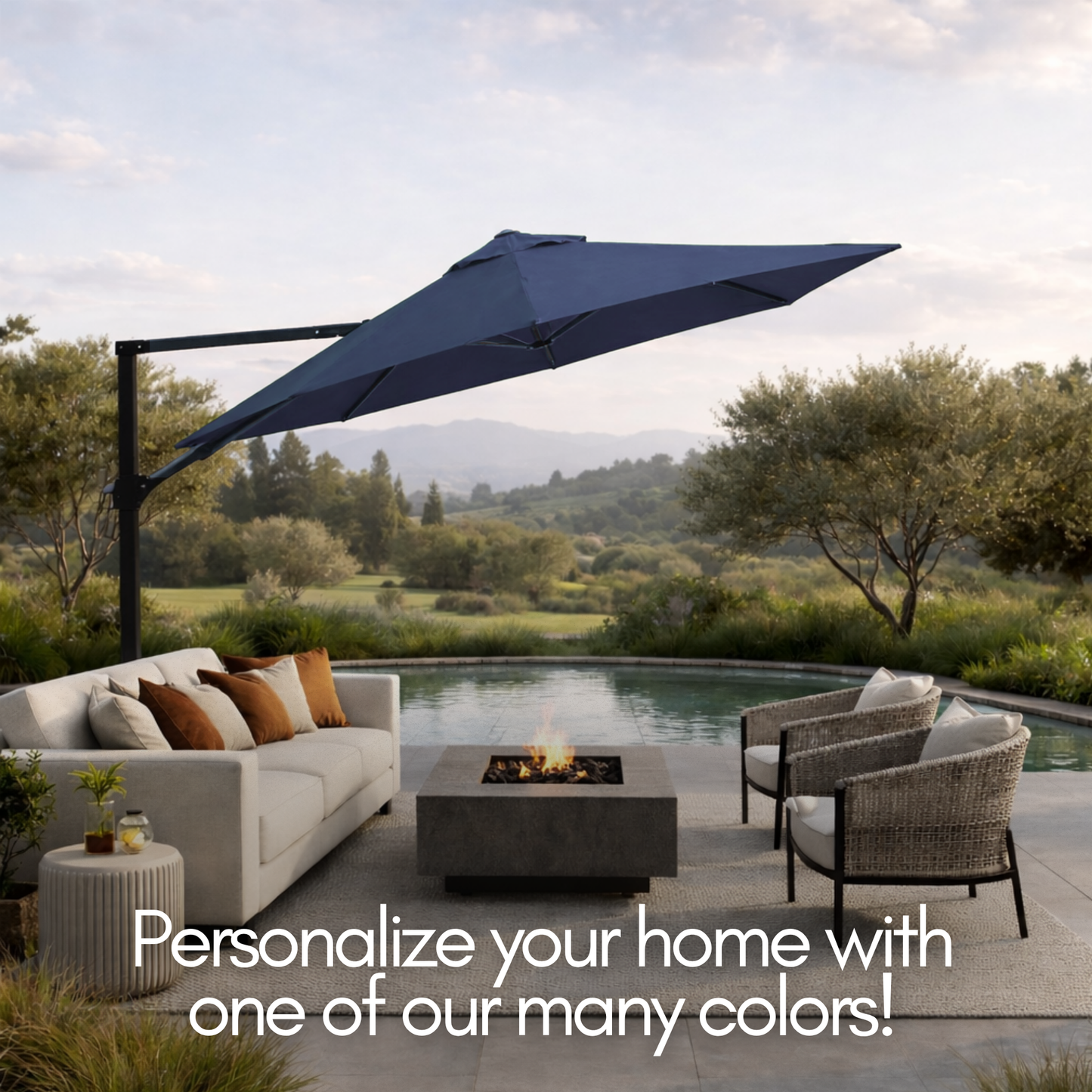 11ft Cantilever Umbrella Replacement Canopy Supported Bar 8 Ribs Navy Olefin - Formosa Covers