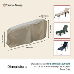 Patio Stacked Chaise Lounge Cover Fits 4-8 Chairs 84L x 30W