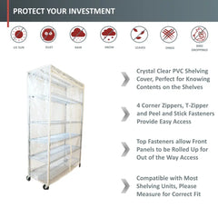 Storage Shelving Unit Cover fits racks 48 W x 24 D 72 H All