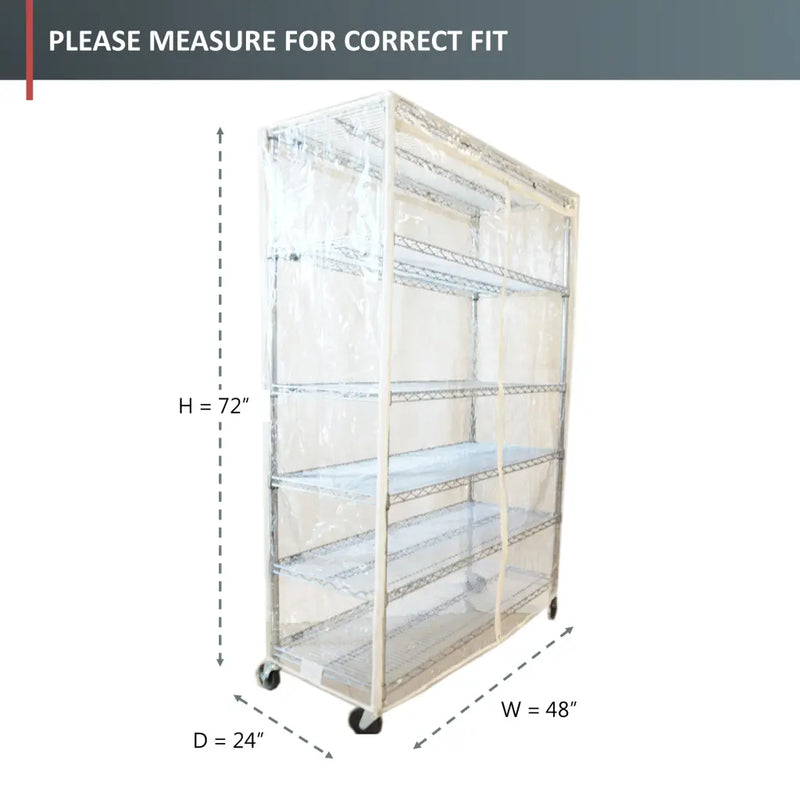 Storage Shelving Unit Cover fits racks 48 W x 24 D 72 H All