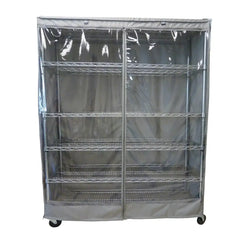 Storage Shelving Unit Cover fits racks 72W x 24D 75H one 72x24x75 Shelving Unit Cover Prevent Dust Clear Front Easy Access Zippers Grey Gray High Quality Durable Commercial Grade Dimensions Image Formosa Covers Hospital Law Office Kitchen Garage Shelves Organization