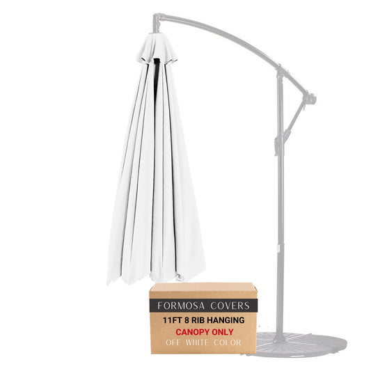 11ft off-white cantilever hanging umbrella replacement canopy with 8 ribs.