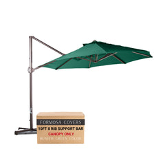 10ft cantilever supported bar umbrella with 8 rib hunter green replacement canopy.
