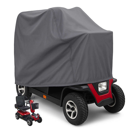 Grey Mobility Scooter Storage Cover 48" durable water-resistant breathable fabric with elastic hem and adjustable buckle strap for snug fit