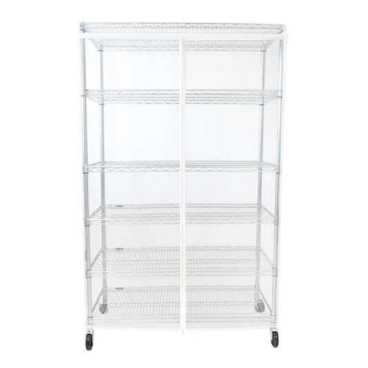 Clear PVC storage shelving unit cover fits racks 36"W x 18"D x 72"H for dust and moisture protection with full visibility and easy access