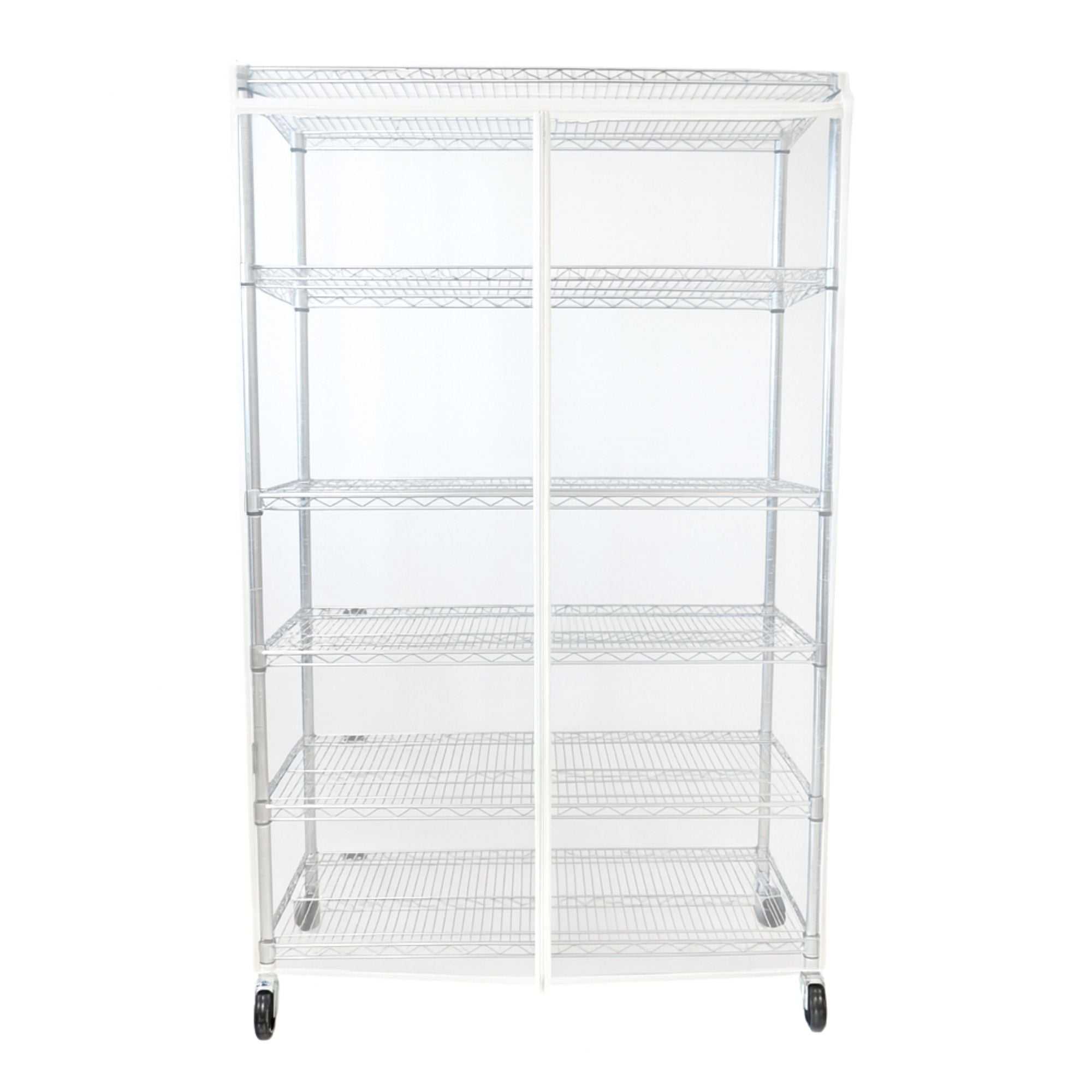 Clear PVC storage shelving unit cover fitting 48 by 24 by 72 inch racks for dust and moisture protection