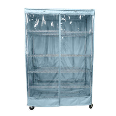 Storage shelving unit cover in Glacier Blue with clear PVC panel, fits racks 48