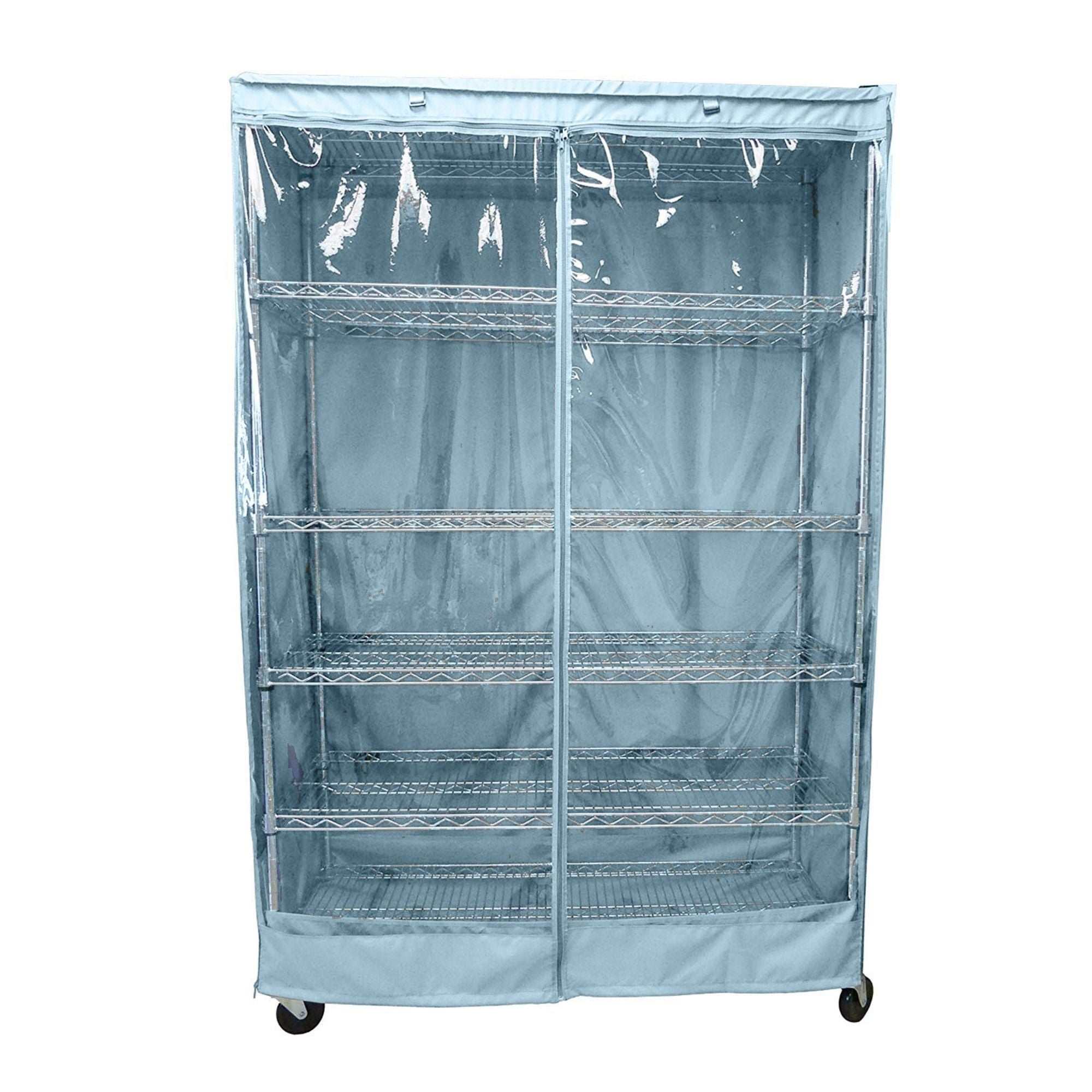 Storage shelving unit cover in Glacier Blue with clear PVC panel, fits 60