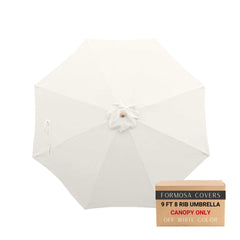 9ft Market Patio Umbrella 8 Rib Replacement Canopy in Off-White with durable polyester fabric and UV protection.