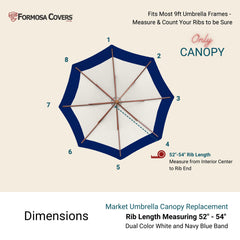 9ft Market Patio Umbrella 8 Rib Replacement Canopy Duet Navy