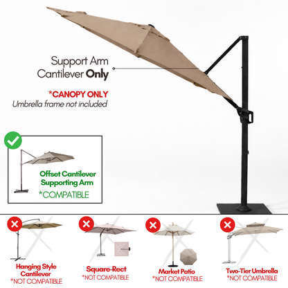 10ft Cantilever Supported Bar Umbrella 8 Rib Replacement Canopy Taupe 10ft Cantilever Supported Bar Umbrella 8 Rib Replacement Canopy Taupe