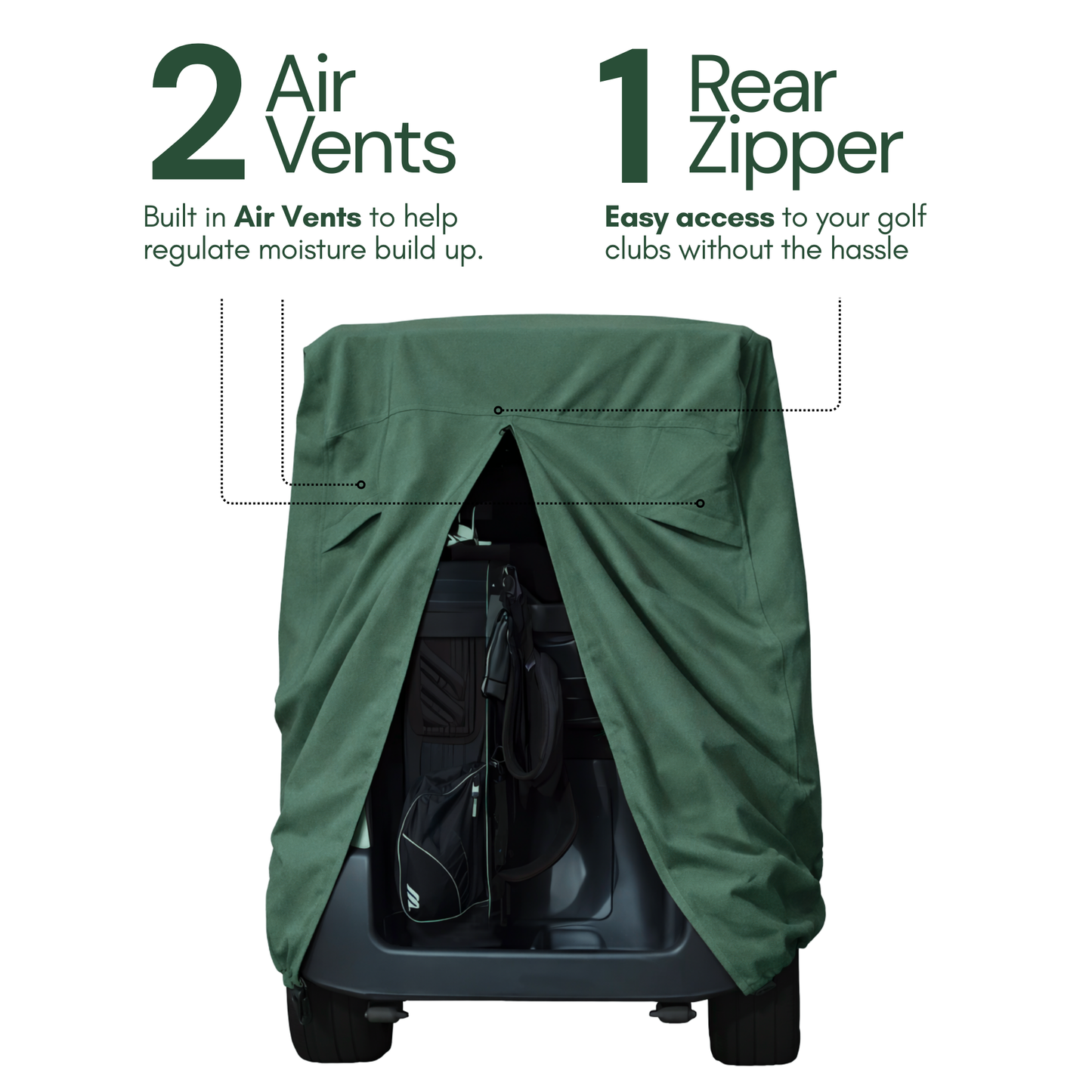 4 Passenger Golf Cart Storage Cover (4 Seater Long Roof 80") Green - Formosa Covers