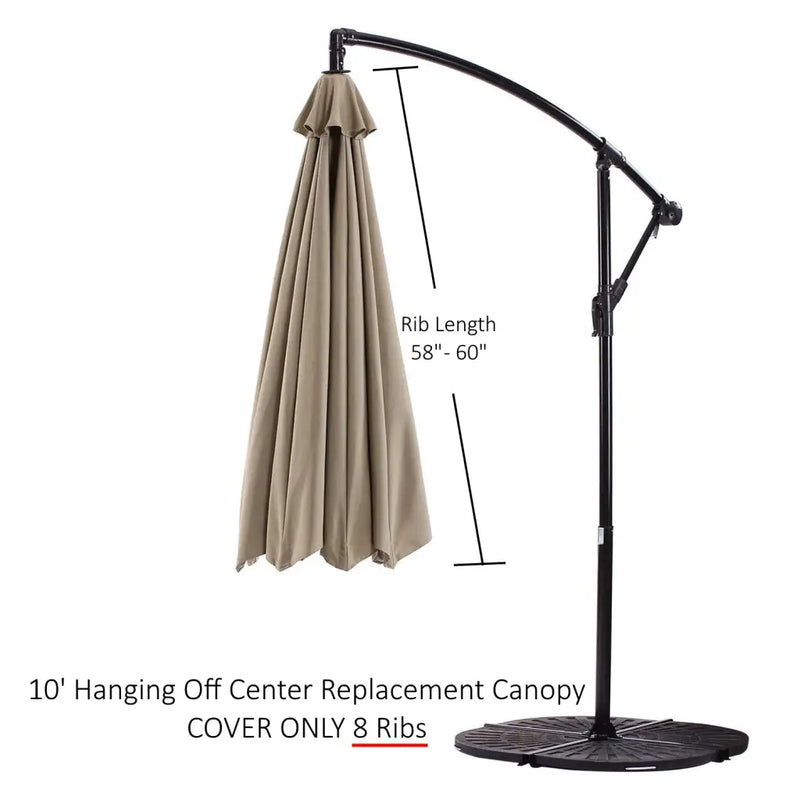 10ft Cantilever Hanging Umbrella 8 Rib Replacement Canopy