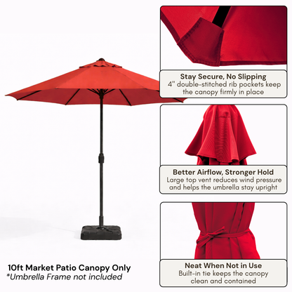 10ft Market Patio Umbrella 8 Rib Replacement Canopy Red - Formosa Covers