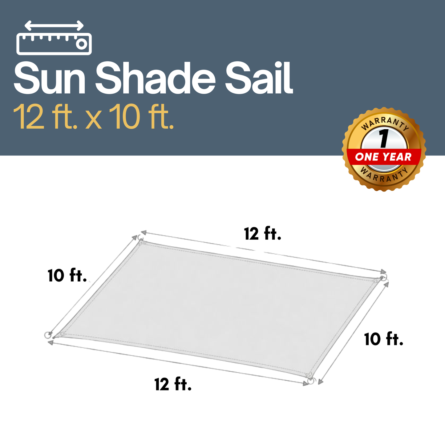 Sun Shade Screen Mesh Panel (12' x 10') with Grommets for Patio, Balconies, Gazebo & Pergola (Black Panel ONLY with Cords) - Formosa Covers