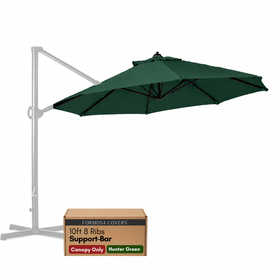 10ft Cantilever Supported Bar Umbrella 8 Rib Replacement Canopy Hunter Green