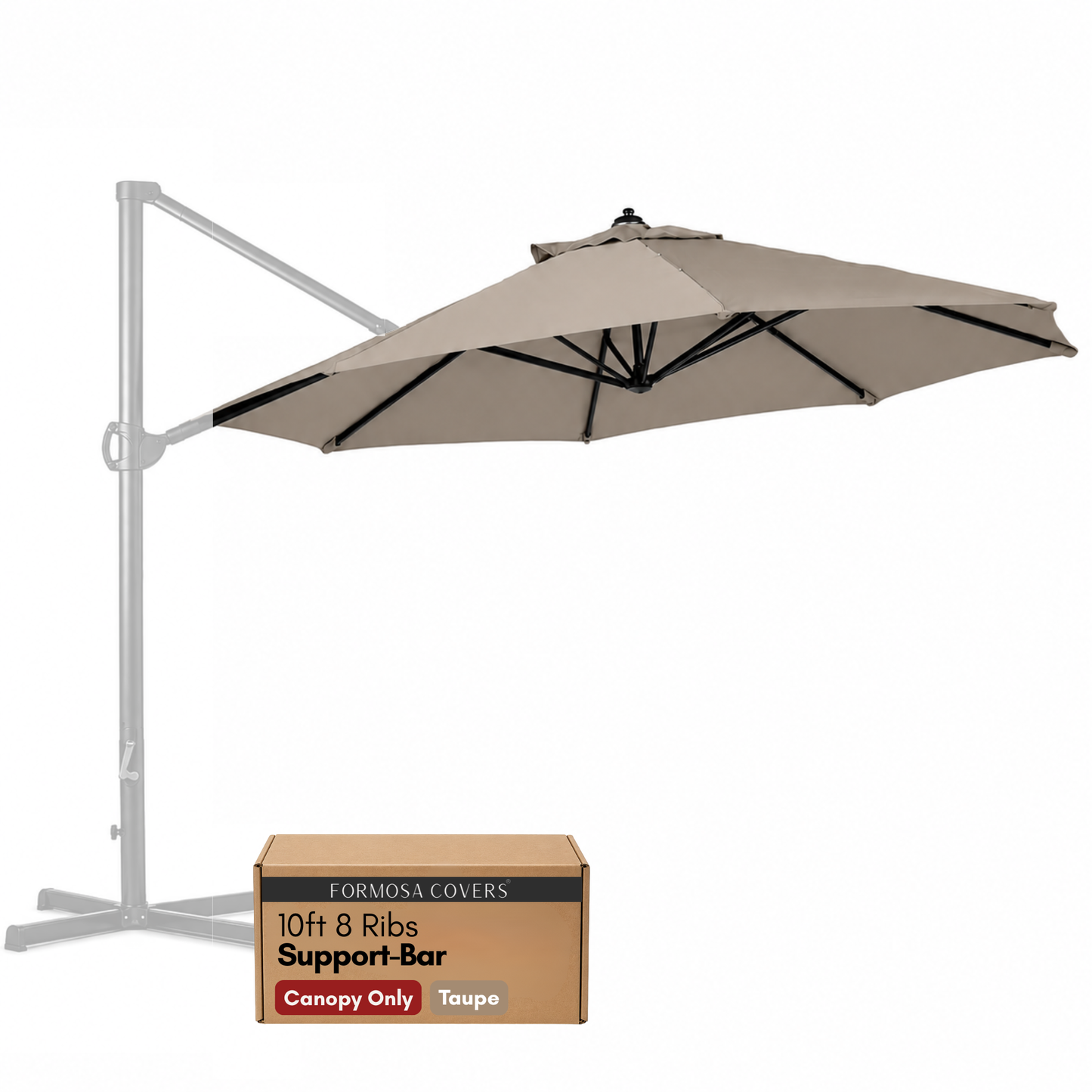 Formosa Covers 10 ft Cantilever Supported Bar Umbrella 8 Rib Replacement Canopy Taupe one_size Formosa Covers 10 ft Cantilever Supported Bar Umbrella 8 Rib Replacement Canopy Taupe one_size