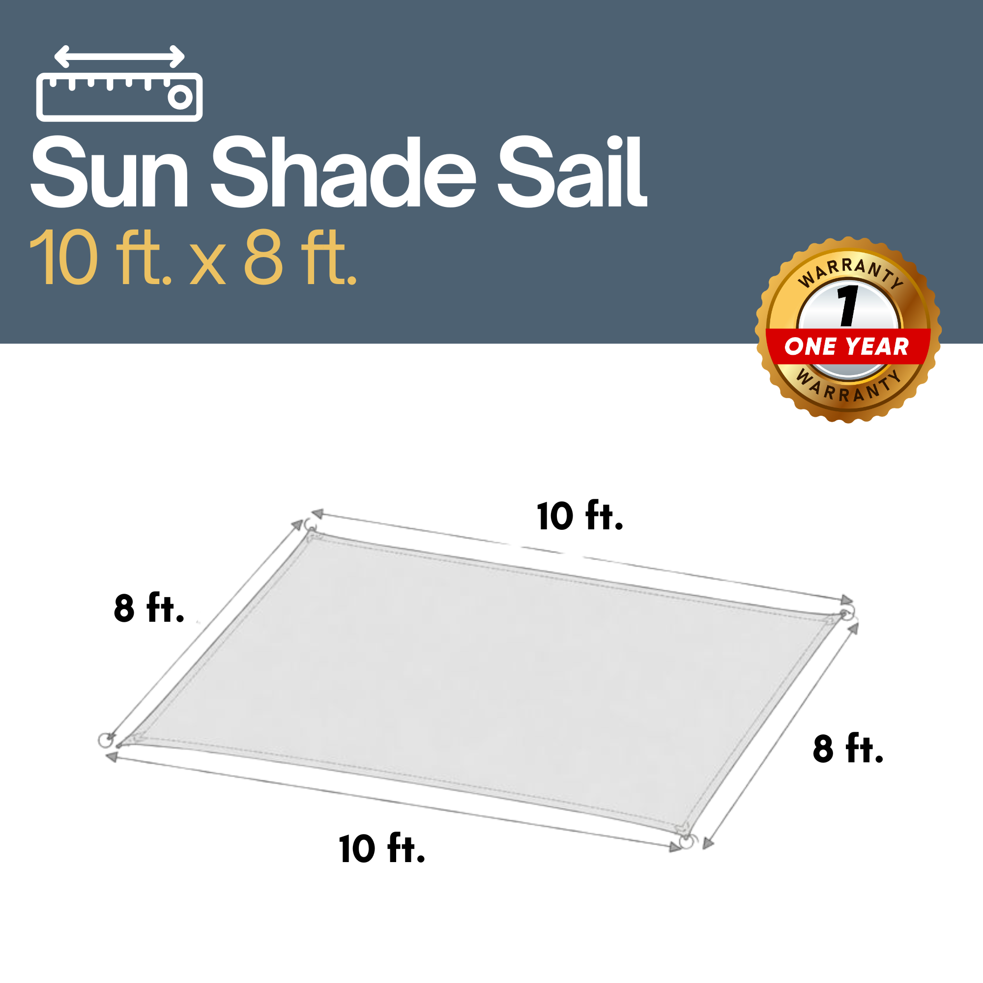 Sun Shade Screen Mesh Panel (10' x 8') with Grommets for Patio, Balconies, Gazebo & Pergola (Black Panel ONLY with Cords)