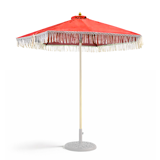 9ft 8 Ribs Replacement Umbrella Canopy w/ Tassels in Red (Canopy Only) - Formosa Covers