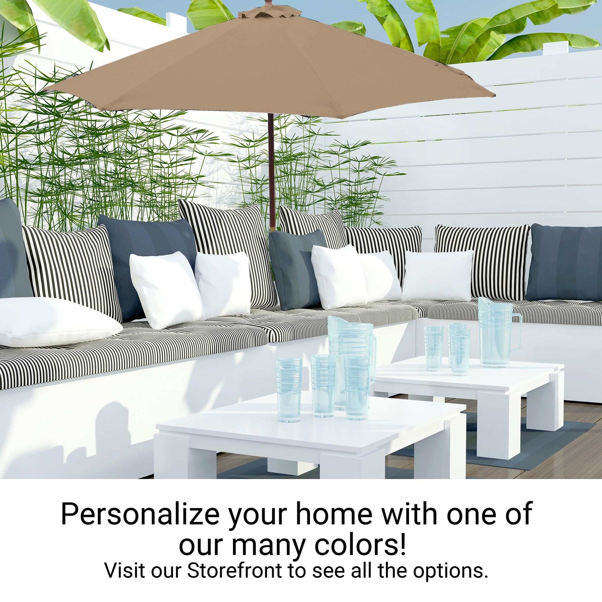 11ft Market Patio 8 Rib Replacement Umbrella Canopy - Carmel Latte