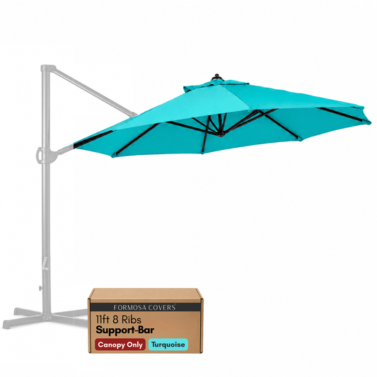 11 ft Cantilever Umbrella Replacement Canopy Supported Bar 8 Ribs Aruba Turquoise