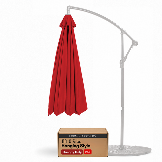 11ft Cantilever Hanging Umbrella 8 Rib Replacement Canopy Red