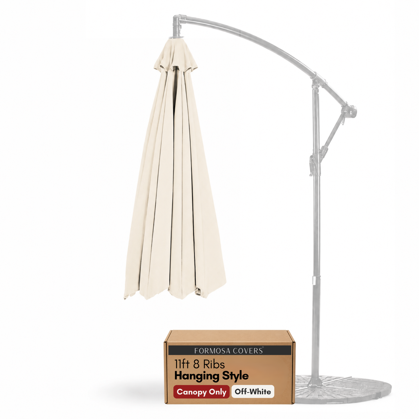 11ft Cantilever Hanging Umbrella 8 Rib Replacement Canopy Off White