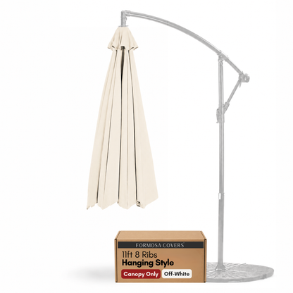 11ft Cantilever Hanging Umbrella 8 Rib Replacement Canopy Off White