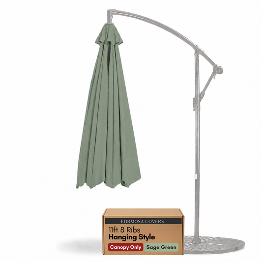 [SHIPS BY 6/16/26]  11ft Cantilever Hanging Umbrella 8 Rib Replacement Canopy Sage Green